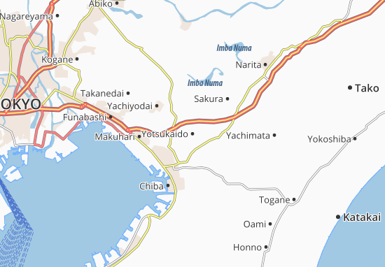 Karte Stadtplan Yotsukaido