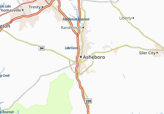 Karte Stadtplan Asheboro