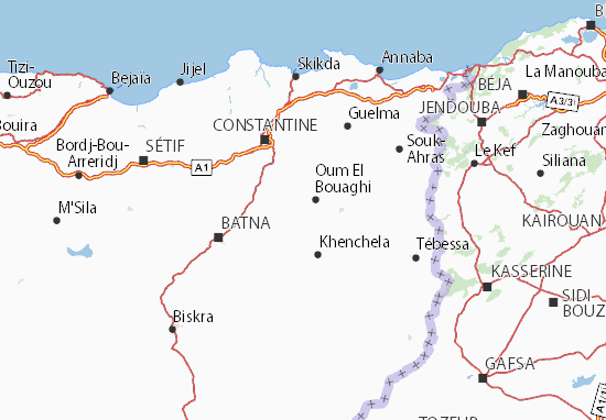 Kaart Plattegrond Oum El Bouaghi