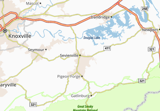 Karte Stadtplan Sevierville