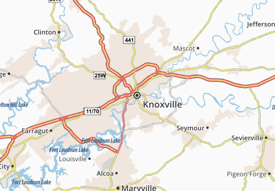 Karte Stadtplan Knoxville