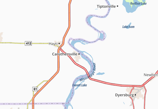 Kaart Plattegrond Caruthersville