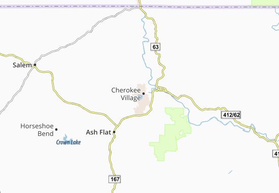 Mapa Cherokee Village