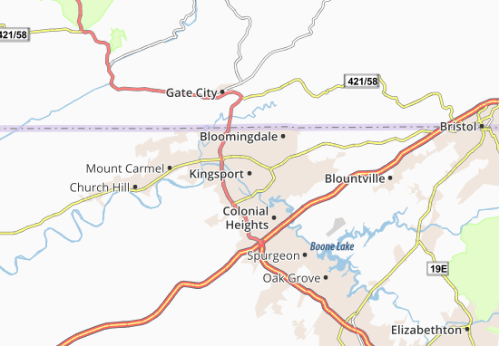 Karte Stadtplan Kingsport