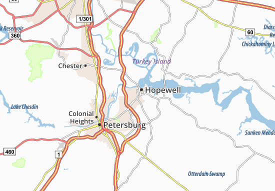 Karte Stadtplan Hopewell
