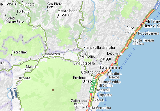 Karte Stadtplan Castiglione di Sicilia
