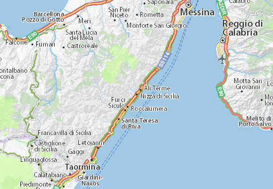 Kaart Plattegrond Nizza di Sicilia