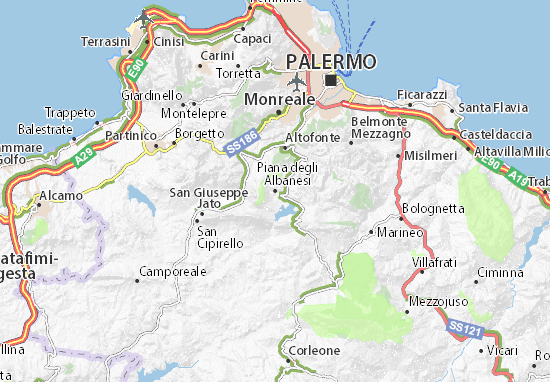 Karte Stadtplan Piana degli Albanesi