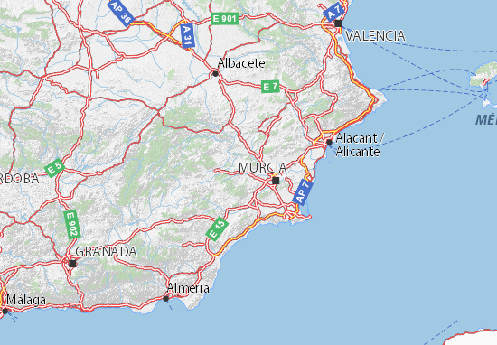 murcia carte espagne Carte détaillée Región de Murcia   plan Región de Murcia   ViaMichelin