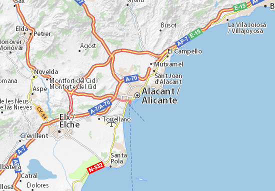 Carte détaillée Alicante - plan Alicante - ViaMichelin