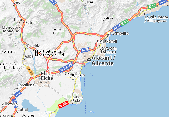 Mapa MICHELIN Alicante - mapa Alicante - ViaMichelin