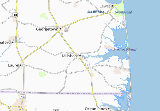 Kaart Plattegrond Millsboro