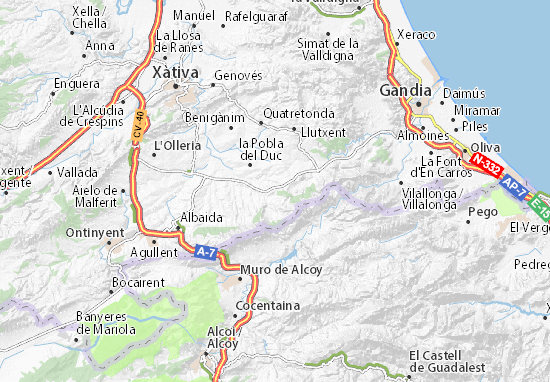 Karte Stadtplan Castelló de Rugat