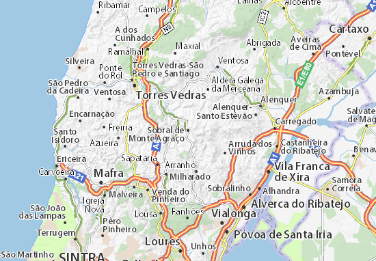 Karte Stadtplan Sobral de Monte Agraço