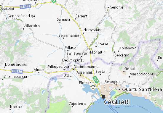 Karte Stadtplan San Sperate