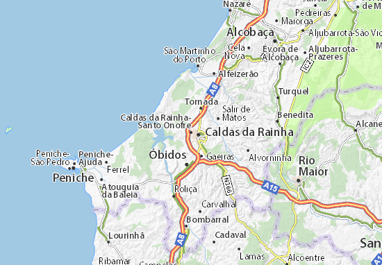 Karte Stadtplan Caldas da Rainha-Santo Onofre
