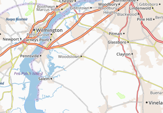 Karte Stadtplan Woodstown