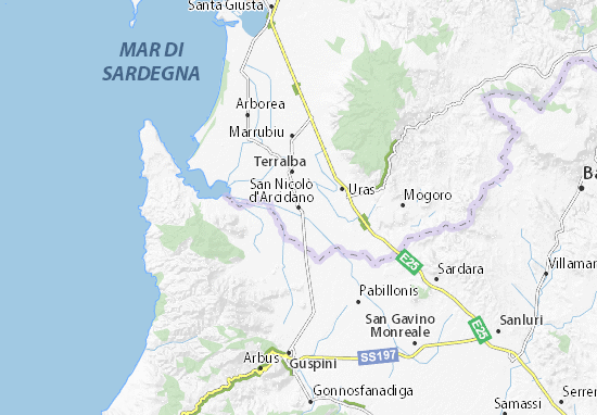 Kaart Plattegrond San Nicolò d&#x27;Arcidano