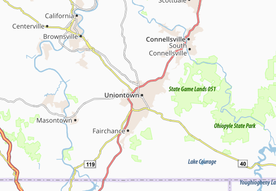 Karte Stadtplan Uniontown