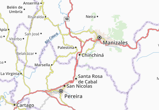 Karte Stadtplan Chinchiná