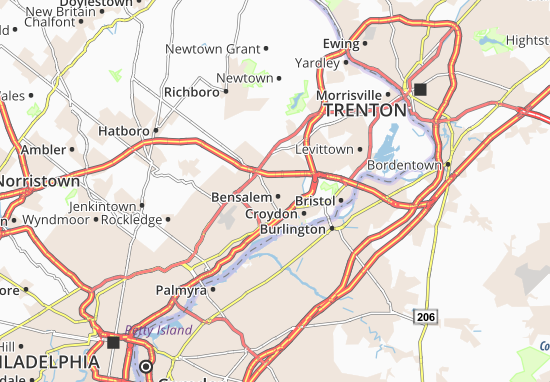 Karte Stadtplan Bensalem