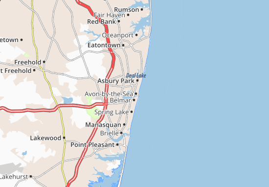 Karte Stadtplan Avon-by-the-Sea