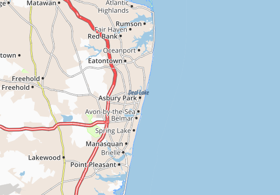 Karte Stadtplan Asbury Park