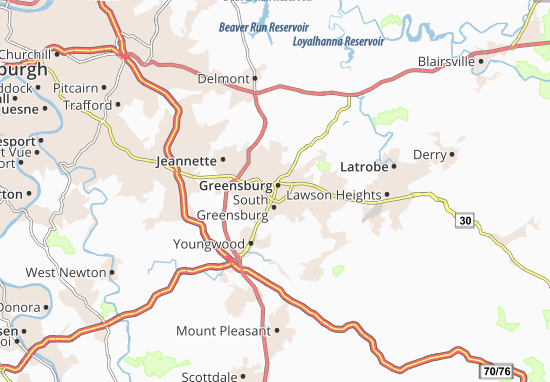 Karte Stadtplan Southwest Greensburg