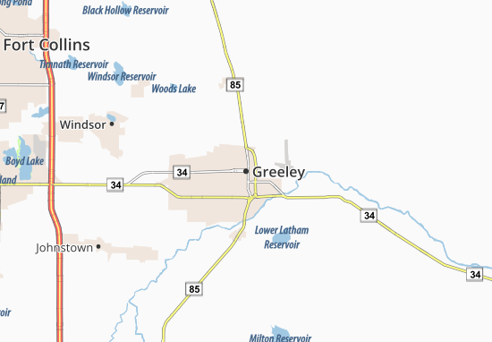 Karte Stadtplan Greeley