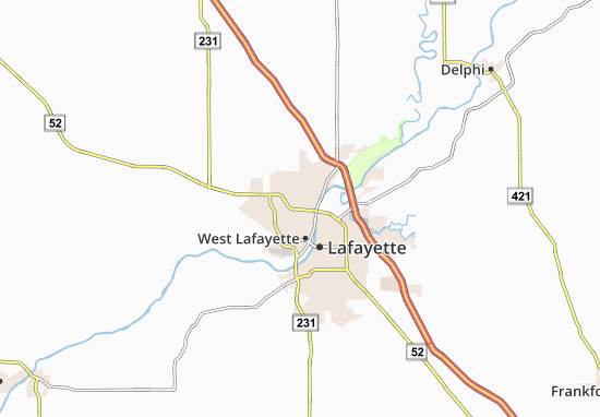 Kaart Plattegrond West Lafayette