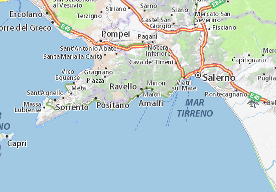salerno italien karte Karte Stadtplan Amalfi Viamichelin salerno italien karte