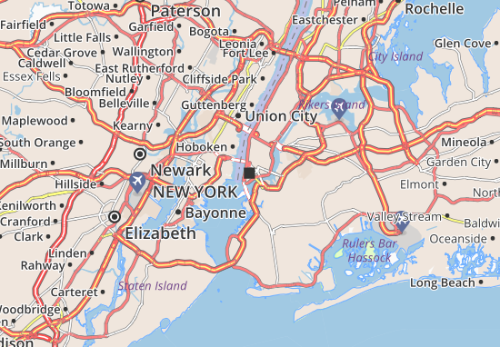 pantalla cobija Vuelo Mapa MICHELIN New York - plano New York - ViaMichelin