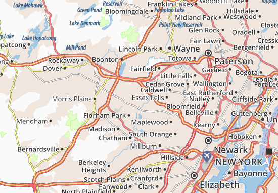 Map of East Rutherford, NJ, New Jersey