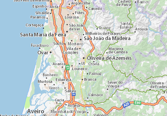 Karte Stadtplan Oliveira de Azeméis