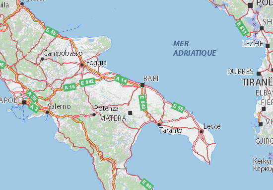 carte routiere des pouilles Carte Detaillee Puglia Plan Puglia Viamichelin carte routiere des pouilles
