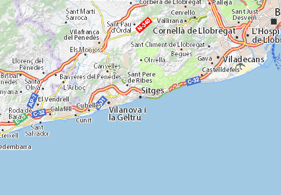 karta sitges Sitges Map: Detailed maps for the city of Sitges   ViaMichelin