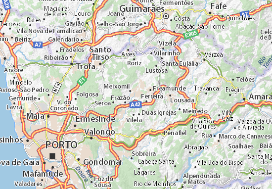 Map of Paços de Ferreira - Michelin Paços de Ferreira map - ViaMichelin