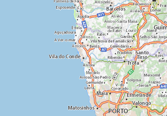 Karte Stadtplan Vila do Conde