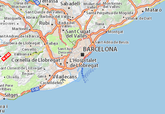 carte barcelone et environs Carte détaillée Barcelone   plan Barcelone   ViaMichelin