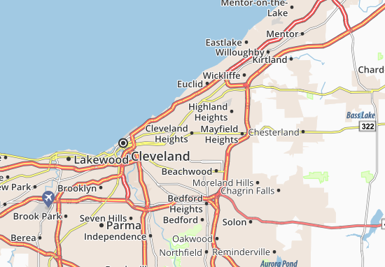 Kaart Plattegrond Cleveland Heights