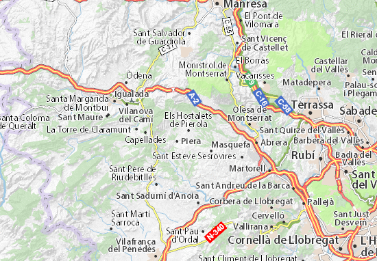 Karte Stadtplan Els Hostalets de Pierola