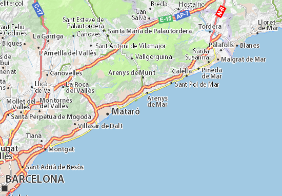 Karte Stadtplan Costa del Maresme