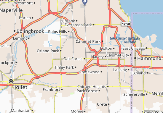 Karte Stadtplan Oak Forest