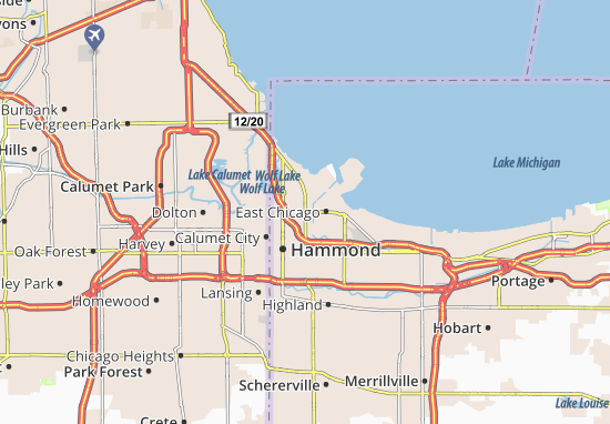 Karte Stadtplan East Chicago