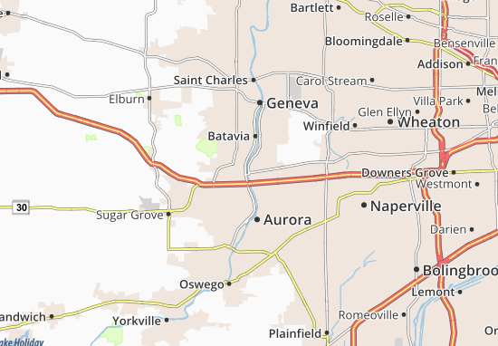 Karte Stadtplan North Aurora