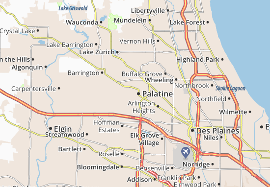 Kaart MICHELIN Palatine - plattegrond Palatine - ViaMichelin