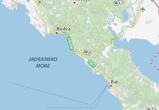 mapa petrovac crna gora Map of Petrovac na moru   Michelin Petrovac na moru map   ViaMichelin mapa petrovac crna gora