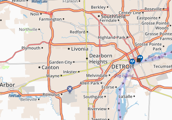 Karte Stadtplan Dearborn Heights Viamichelin