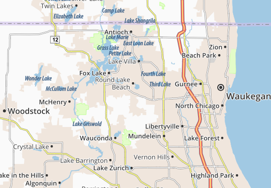 Karte Stadtplan Round Lake Park