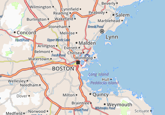 boston karte Map Of East Boston Michelin East Boston Map Viamichelin boston karte